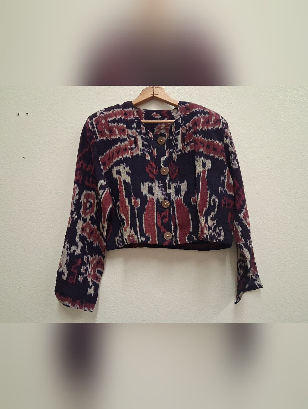 Vintage Passports Pier 1 Imports BOHO Ikat Women's Crop Jacket Size Medium